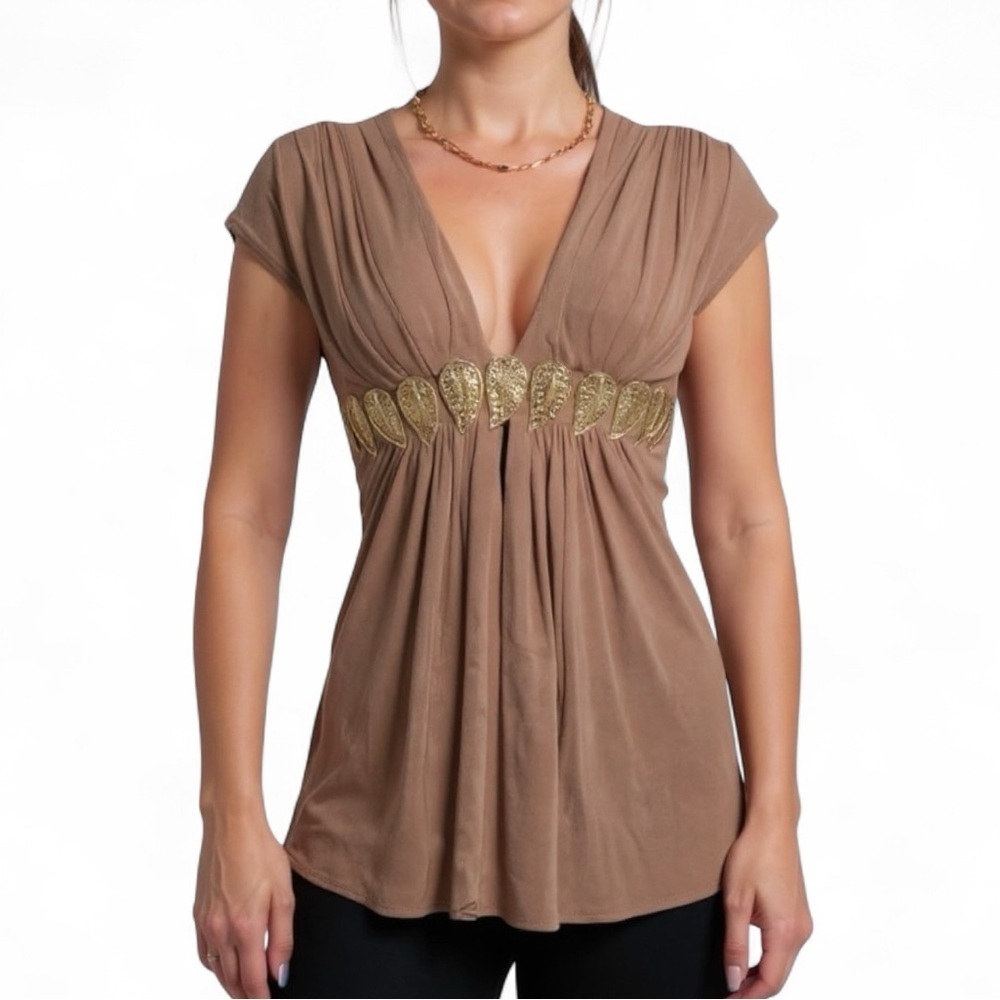 Sky Brand Top XS tan Y2K